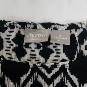 Chicos Stylish Black and White Patterned Women's High Low Top Sz 3 (16/18)